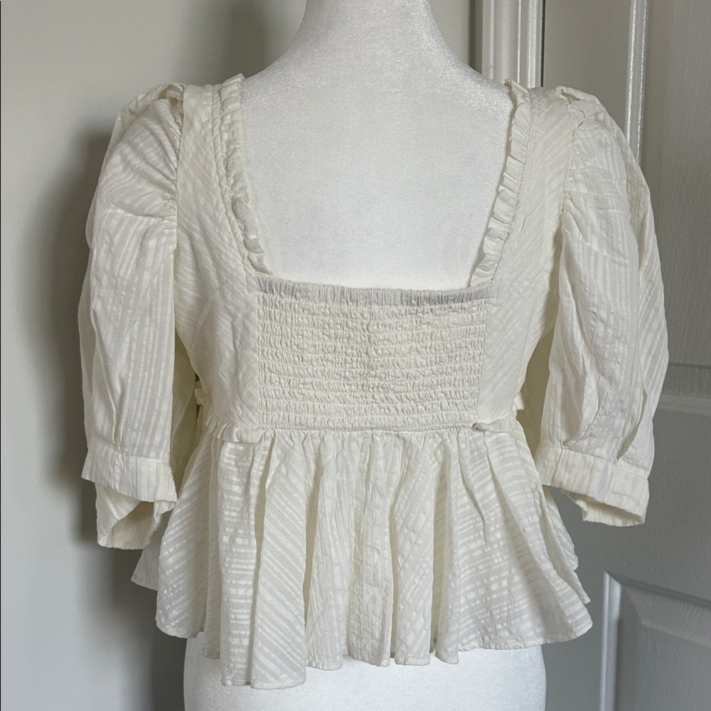 FREE. PEOPLE. Elegant White Ruffled Women's Top size XS - Picture 7 of 10